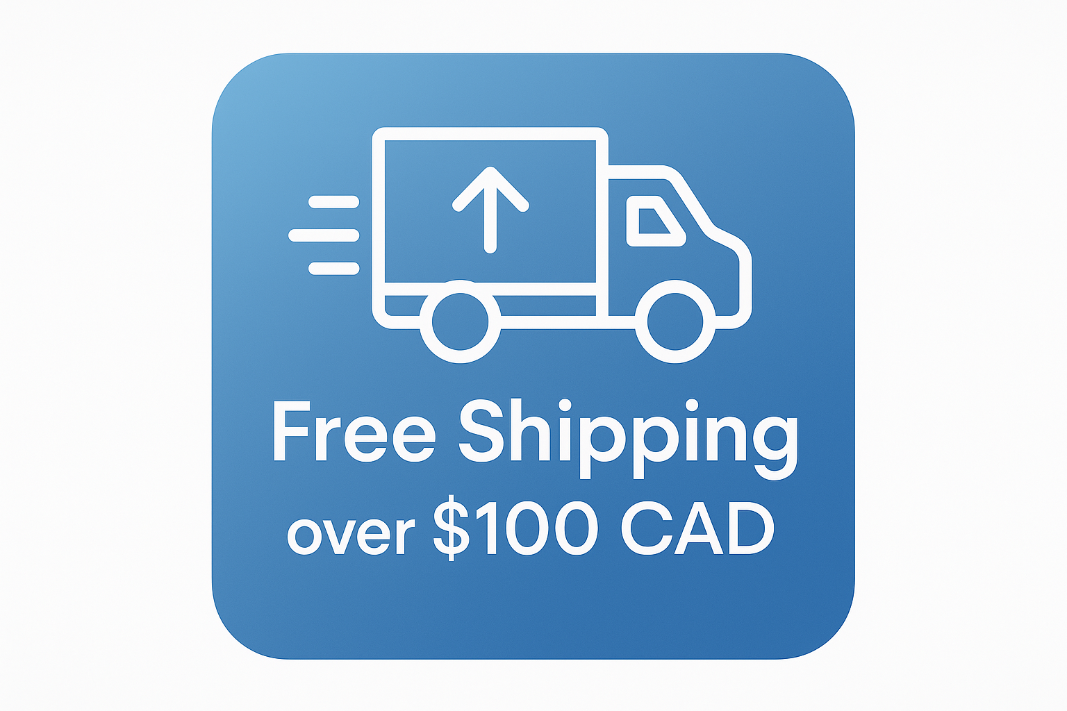 now create an icon in same style text and colour as the last one that says Free Shipping over $100 CAD